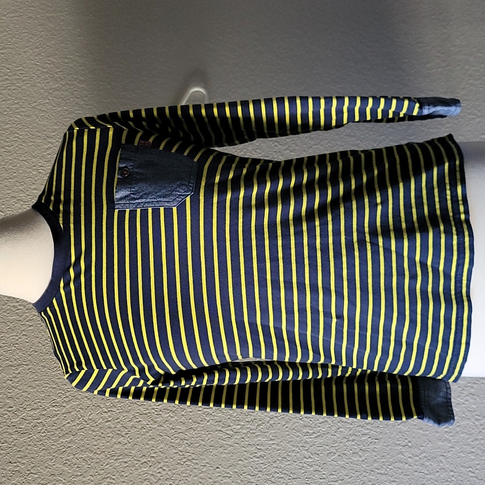 Ask Enquired Yellow and Blue Striped Long Sleeve
